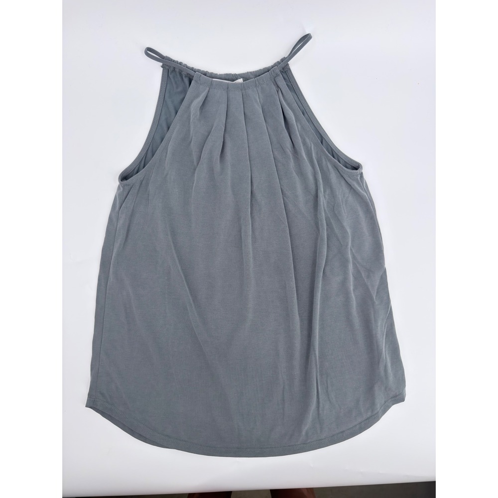 Green Envelope Halter Top Pleated Tank Modern Women Size Small Gray